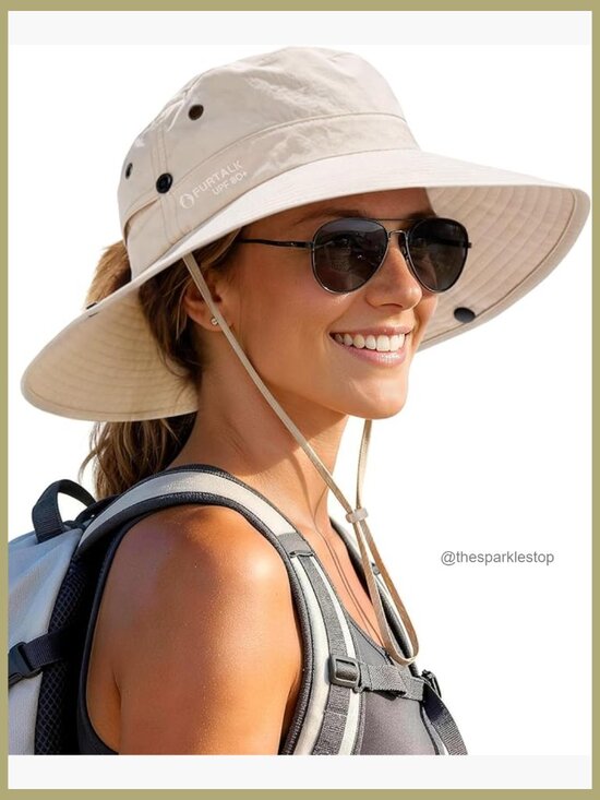 UPF 50+ Sun Hat with Ponytail Hole Wide Brim Outdoor Beach Bucket Hat main image 6
